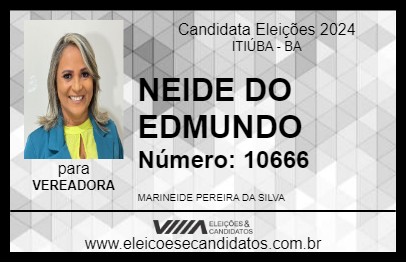 Candidato NEIDE DO EDMUNDO 2024 - ITIÚBA - Eleições