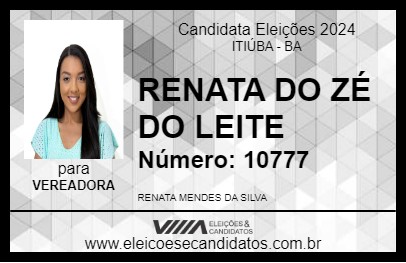 Candidato RENATA DO ZÉ DO LEITE 2024 - ITIÚBA - Eleições