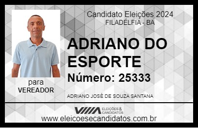 Candidato ADRIANO DO ESPORTE 2024 - FILADÉLFIA - Eleições