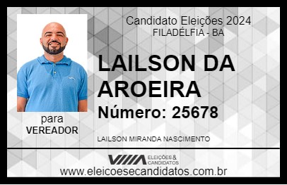 Candidato LAILSON DA AROEIRA 2024 - FILADÉLFIA - Eleições