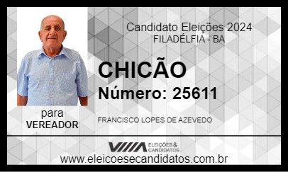 Candidato CHICÃO 2024 - FILADÉLFIA - Eleições