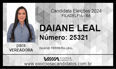 Candidato DAIANE LEAL 2024 - FILADÉLFIA - Eleições