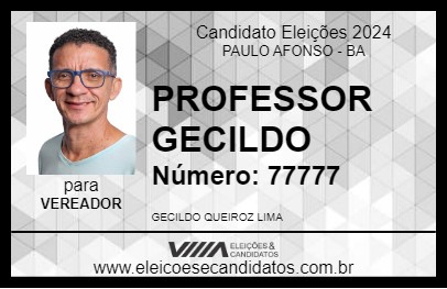 Candidato PROFESSOR GECILDO 2024 - PAULO AFONSO - Eleições