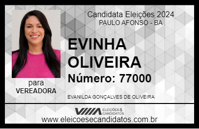 Candidato EVINHA OLIVEIRA 2024 - PAULO AFONSO - Eleições