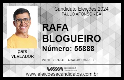 Candidato RAFA BLOGUEIRO 2024 - PAULO AFONSO - Eleições