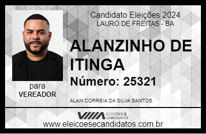 Candidato ALANZINHO DE ITINGA 2024 - LAURO DE FREITAS - Eleições