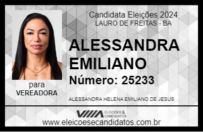 Candidato ALESSANDRA EMILIANO 2024 - LAURO DE FREITAS - Eleições