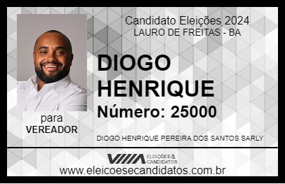 Candidato DIOGO HENRIQUE 2024 - LAURO DE FREITAS - Eleições