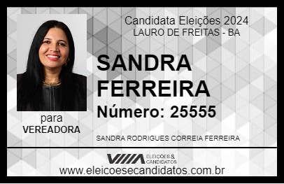 Candidato SANDRA FERREIRA 2024 - LAURO DE FREITAS - Eleições