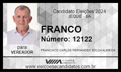 Candidato FRANCO 2024 - JEQUIÉ - Eleições