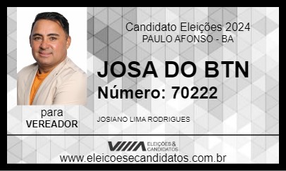 Candidato JOSA DO BTN 2024 - PAULO AFONSO - Eleições