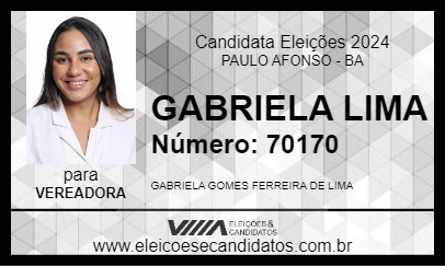 Candidato GABRIELA LIMA 2024 - PAULO AFONSO - Eleições