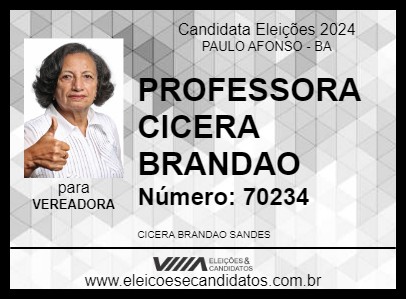 Candidato PROFESSORA CICERA BRANDAO 2024 - PAULO AFONSO - Eleições