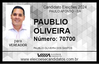 Candidato PAUBLIO OLIVEIRA 2024 - PAULO AFONSO - Eleições