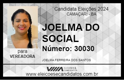 Candidato JOELMA DO SOCIAL 2024 - CAMAÇARI - Eleições