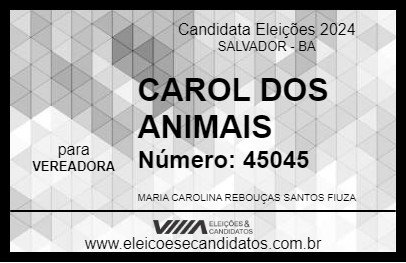 Candidato CAROL DOS ANIMAIS 2024 - SALVADOR - Eleições