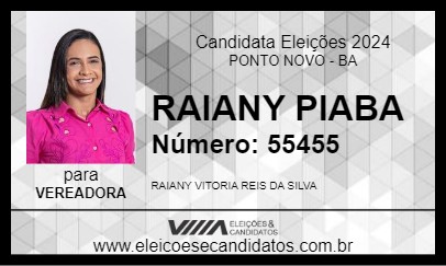 Candidato RAIANY PIABA 2024 - PONTO NOVO - Eleições