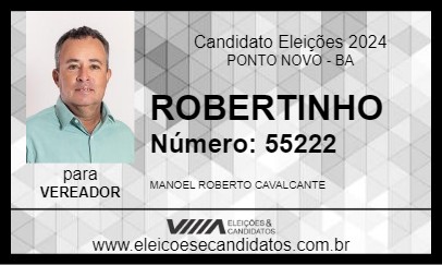 Candidato ROBERTINHO 2024 - PONTO NOVO - Eleições