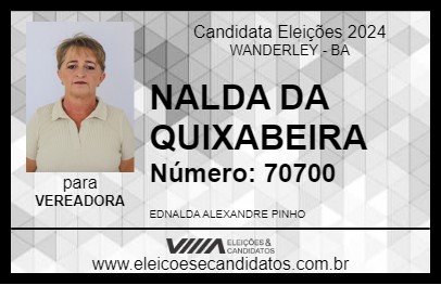 Candidato NALDA DA QUIXABEIRA 2024 - WANDERLEY - Eleições