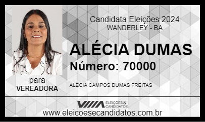 Candidato ALÉCIA DUMAS 2024 - WANDERLEY - Eleições