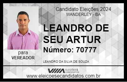 Candidato LEANDRO DE SEU ARTUR 2024 - WANDERLEY - Eleições