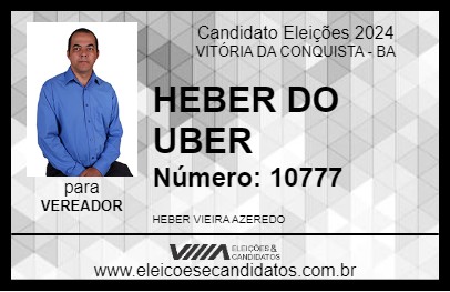 Candidato HEBER DO UBER 2024 - VITÓRIA DA CONQUISTA - Eleições