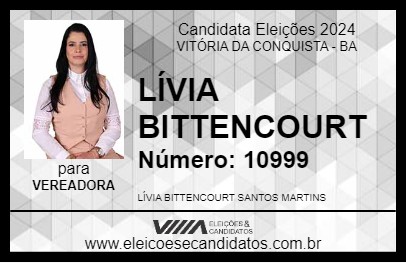 Candidato LÍVIA BITTENCOURT 2024 - VITÓRIA DA CONQUISTA - Eleições