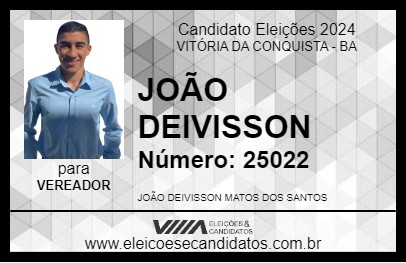 Candidato JOÃO DEIVISSON 2024 - VITÓRIA DA CONQUISTA - Eleições