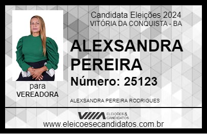 Candidato ALEXSANDRA PEREIRA 2024 - VITÓRIA DA CONQUISTA - Eleições