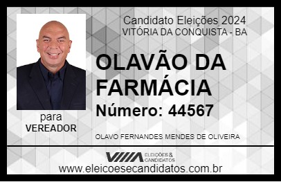 Candidato OLAVÃO DA FARMÁCIA 2024 - VITÓRIA DA CONQUISTA - Eleições