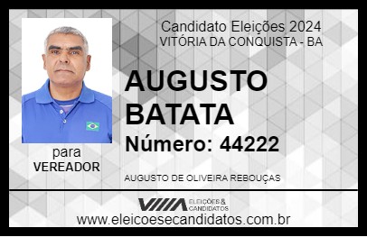 Candidato AUGUSTO BATATA 2024 - VITÓRIA DA CONQUISTA - Eleições