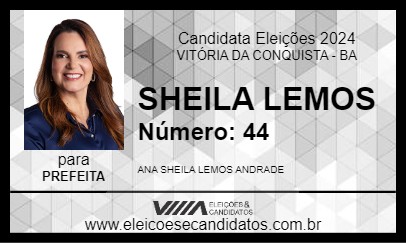 Candidato SHEILA LEMOS 2024 - VITÓRIA DA CONQUISTA - Eleições