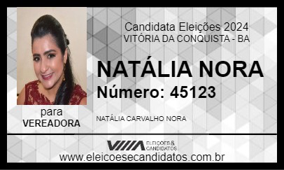 Candidato NATÁLIA NORA 2024 - VITÓRIA DA CONQUISTA - Eleições