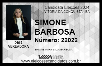 Candidato SIMONE BARBOSA 2024 - VITÓRIA DA CONQUISTA - Eleições