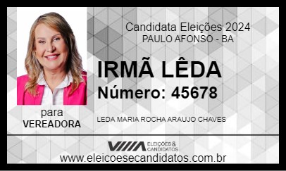 Candidato IRMÃ LÊDA 2024 - PAULO AFONSO - Eleições