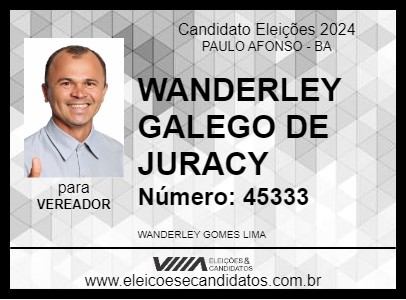 Candidato WANDERLEY GALEGO DE JURACY 2024 - PAULO AFONSO - Eleições