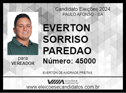 Candidato EVERTON SORRISO PAREDAO 2024 - PAULO AFONSO - Eleições