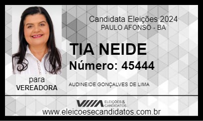 Candidato TIA NEIDE 2024 - PAULO AFONSO - Eleições