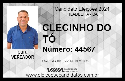 Candidato CLECINHO DO TÓ 2024 - FILADÉLFIA - Eleições