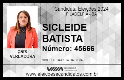 Candidato SICLEIDE BATISTA 2024 - FILADÉLFIA - Eleições