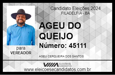 Candidato AGEU DO QUEIJO 2024 - FILADÉLFIA - Eleições