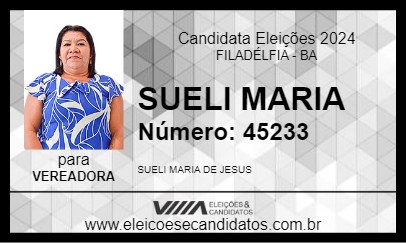 Candidato SUELI MARIA 2024 - FILADÉLFIA - Eleições