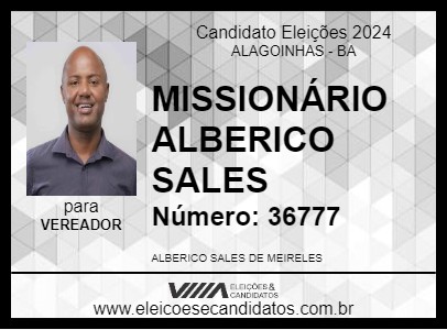 Candidato MISSIONÁRIO ALBERICO SALES 2024 - ALAGOINHAS - Eleições