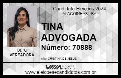 Candidato TINA ADVOGADA 2024 - ALAGOINHAS - Eleições