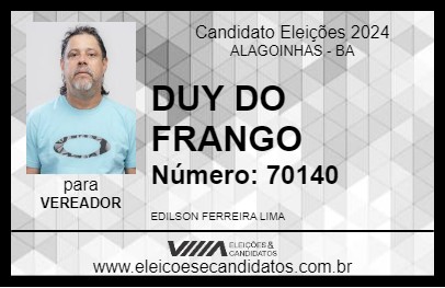 Candidato DUY DO FRANGO 2024 - ALAGOINHAS - Eleições