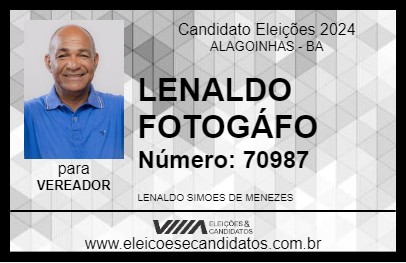 Candidato LENALDO FOTOGÁFO 2024 - ALAGOINHAS - Eleições