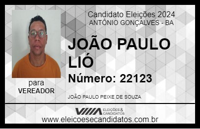 Candidato JOÃO PAULO LIÓ 2024 - ANTÔNIO GONÇALVES - Eleições