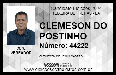 Candidato CLEMESON DO POSTINHO 2024 - TEIXEIRA DE FREITAS - Eleições