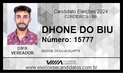 Candidato DHONE DO BIU 2024 - CORDEIROS - Eleições