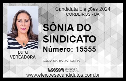 Candidato SÔNIA DO SINDICATO 2024 - CORDEIROS - Eleições